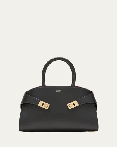 FERRAGAMO HUG SMALL LEATHER TOP-HANDLE BAG