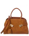 Ferragamo Hug Small Suede Satchel In Brown