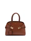 Ferragamo `hug` Small Top Handle Bag In Brown