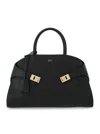 Ferragamo Hug Small Leather Top-handle Bag In Black