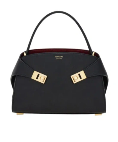 Ferragamo Hug Soft Bicolor Handbag (xs) In Black