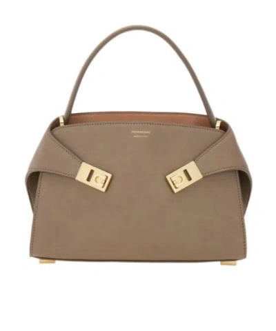 Ferragamo Hug Soft Bicolor Handbag (xs) In Nude