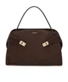 Ferragamo 'hug' Brown Shoulder Bag With Logo Printed On Front In Black