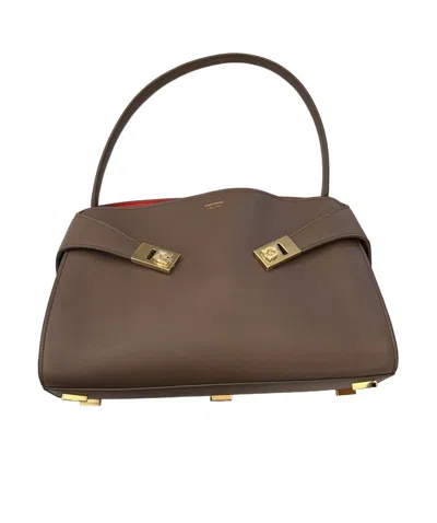 Ferragamo Hug Soft Bicolor Shoulder Bag In Brown