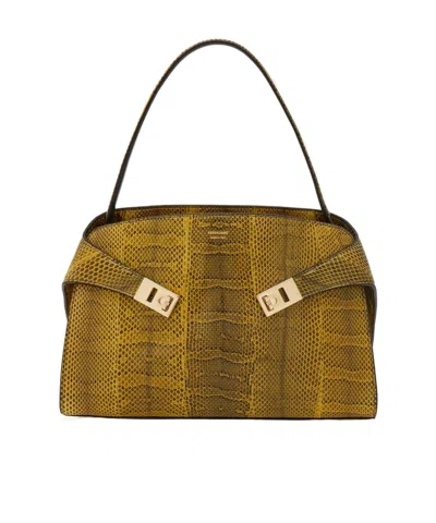 Ferragamo Hug Soft Bicolor Shoulder Bag In Brown