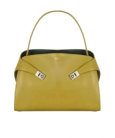 Ferragamo Hug Soft Bicolor Shoulder Bag (l) In Brown
