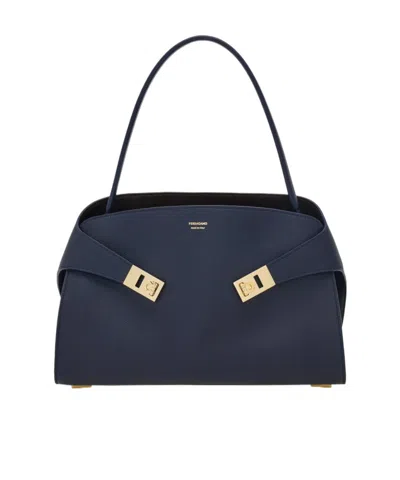 Ferragamo Xs Hug Tote Bag In Blue