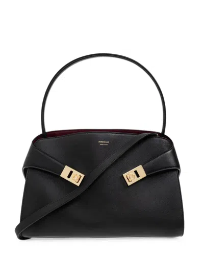 Ferragamo Hug Soft Bicolor Shoulder Bag (m) In Blue