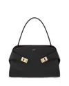 Ferragamo Structured Shoulder Bag Top Handle In Nero