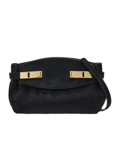 Ferragamo Black Hug Soft Xs Crossbody Bag In 021 Nero Nero Nero