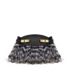 Ferragamo Hug Soft Crossbody Bag With Feathers In White/black