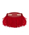 Ferragamo Hug Soft Crossbody Bag With Feathers (xs) In Red