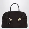 Ferragamo Soft Suede Shoulder Bag With Top Handle In Brown