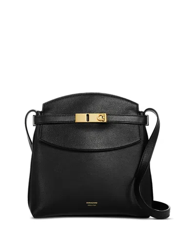 Ferragamo Hug Soft Leather Messenger Bag In Nero