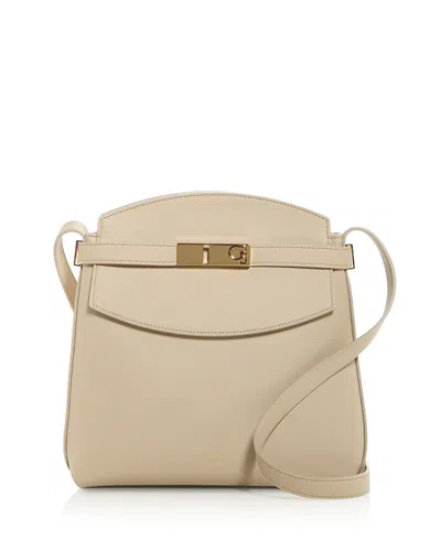 Ferragamo Hug Soft Leather Messenger Bag In Stone