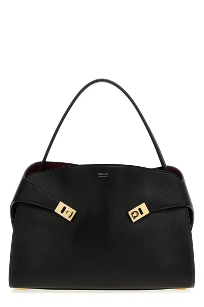 Ferragamo 'hug Soft M' Shoulder Bag In Black