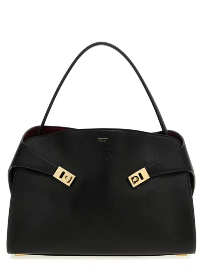 Ferragamo Dark Brown Suede Medium Hug Handbag