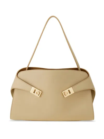Ferragamo Hug Soft Medium Bicolor Shoulder Bag In Neutral