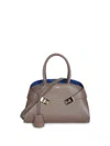Ferragamo Two-tone Hug Handbag (m) In Brown