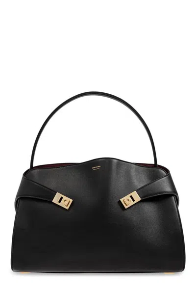 Ferragamo Hug Soft Shoulder Bag In Black