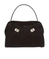 Ferragamo Brown Suede Hug Soft Xl Shoulder Bag In Black