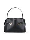 Ferragamo Hug Soft Bicolor Shoulder Bag In Calfskin In Black