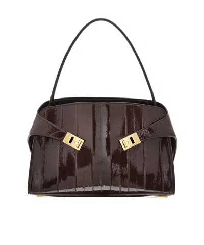 Ferragamo Hug Soft Shoulder Bag In Burgundy
