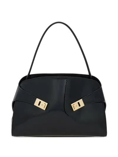 Ferragamo Hug Soft Shoulder Bag (m) In Black