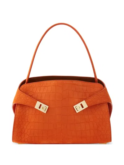 Ferragamo Hug Soft Shoulder Bag (m) In Orange