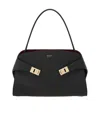 Ferragamo Structured Shoulder Bag Top Handle In Black