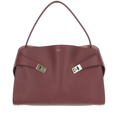 Ferragamo Hug Soft Two-tone Large Shoulder Bag In Pink