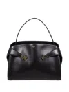 Ferragamo Maxi Grain Bicolor Structured Shoulder Bag In Brown