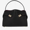 Ferragamo Structured Leather Shoulder Bag In Black