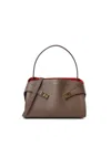 Ferragamo Two-tone Structured Medium Shoulder Bag In Clay