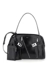 Ferragamo Hug Soft Shoulder Bag Multi-zip (m) In Black