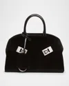 Ferragamo Hug Strass Velvet Top-handle Bag In Black