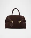 Ferragamo Hug Suede Crossbody Bag In Testa Di Moro