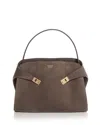 Ferragamo Medium Hug Suede Shoulder Bag In Concrete