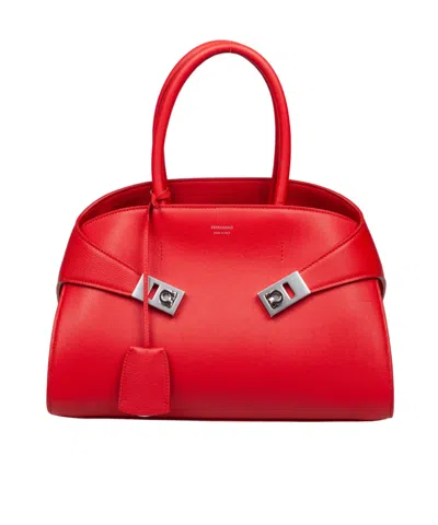 Ferragamo Hug Th M Handbag In Red Leather