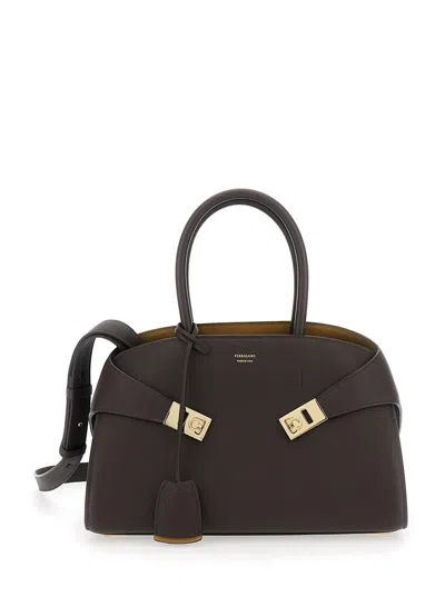 Ferragamo Hug Th S Top Handle 31,5x19,0x22,0 In Brown