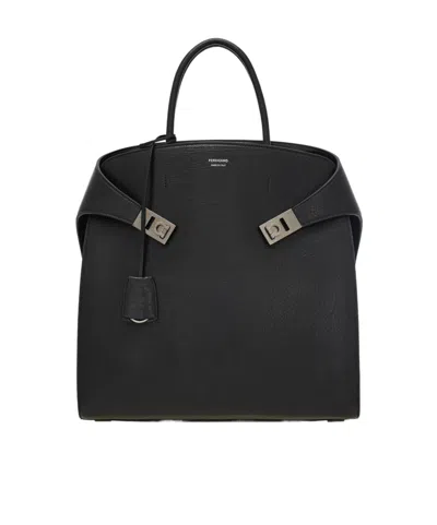 Ferragamo Hug Tote Bag In Black