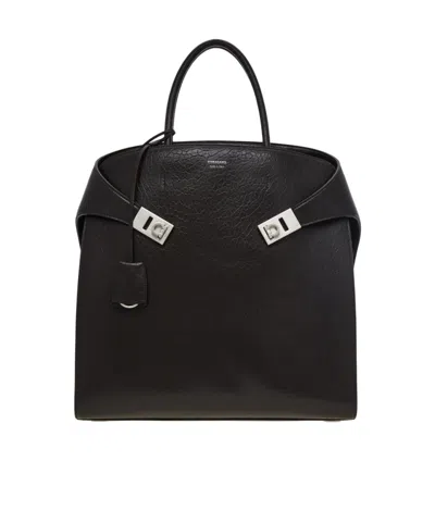 Ferragamo Hug Tote Bag In Black