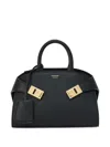 Ferragamo Black Hug Soft Mini Leather Handbag In Black