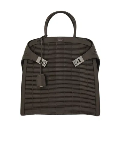 Ferragamo Hug Tote Bag In Brown
