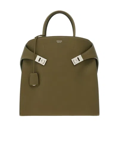 Ferragamo Hug Tote Bag In Green