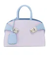 Ferragamo Mini Hug Bi-color Top Handle Bag In Lavender Purple/sky Blue