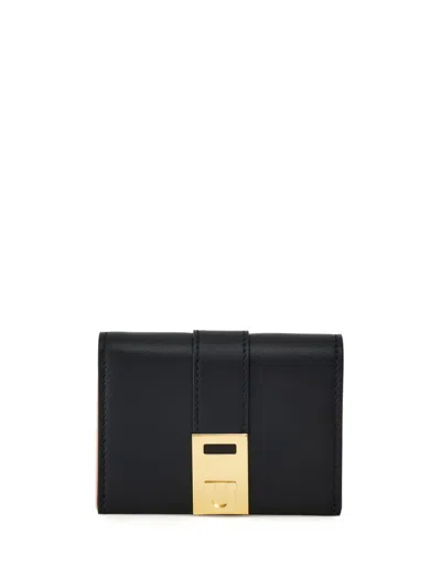 Ferragamo Hug Two-tone Leather Wallet In Black