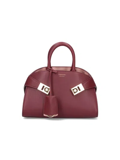Ferragamo 'hug' Two-tone Mini Handbag In Red