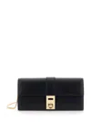 Ferragamo Hug Leather Wallet On A Chain In Black