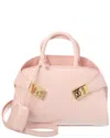 Ferragamo Hug Xs Snakeskin Satchel In Pink